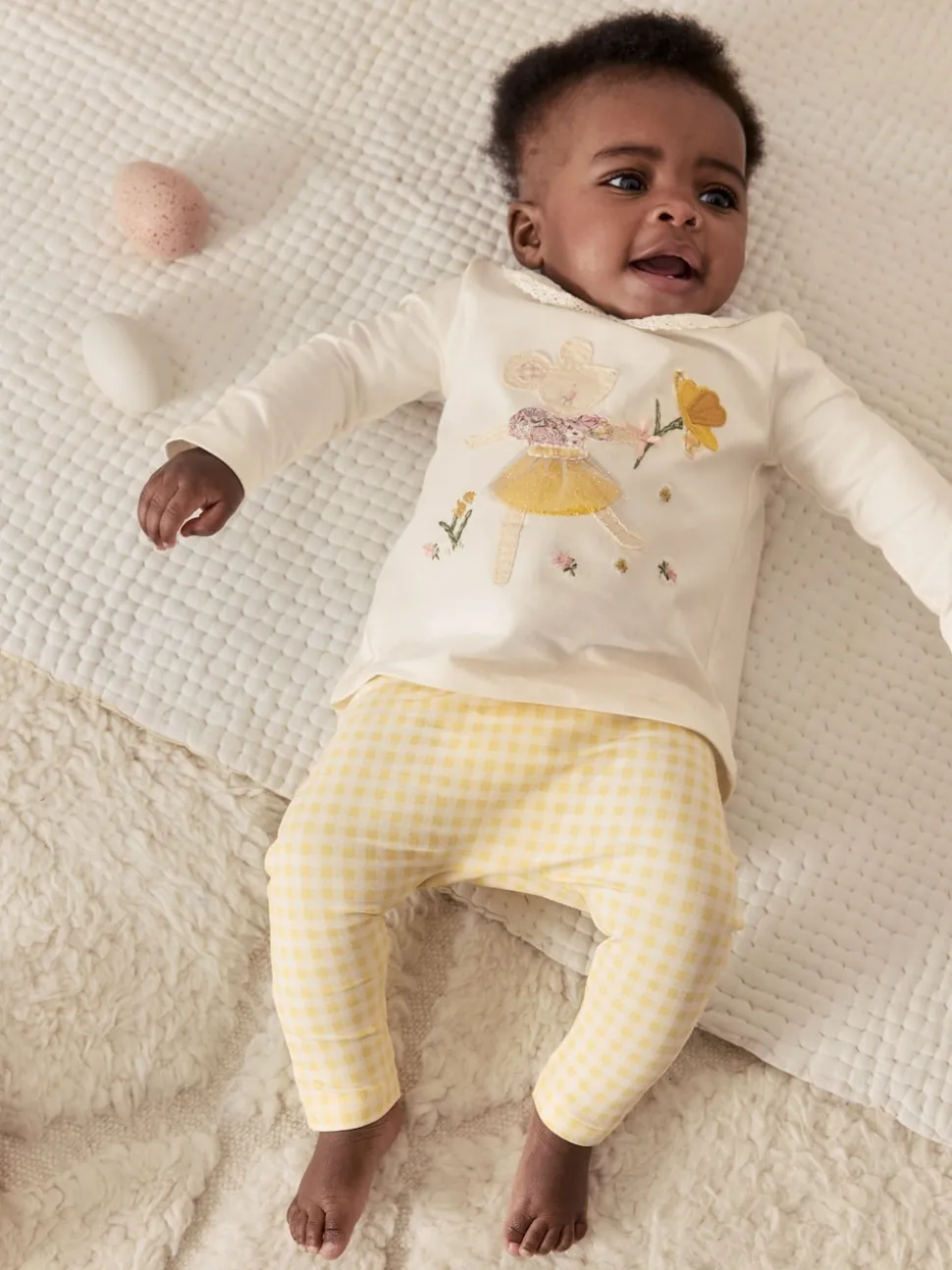 Ecru Fairy Mouse Long Sleeve Top and Legging Baby 2 Piece Set (0mths-2yrs)