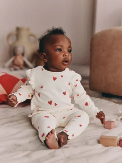 Ecru Hearts Baby Top and Leggings 2 Piece Set (0mths-2yrs)