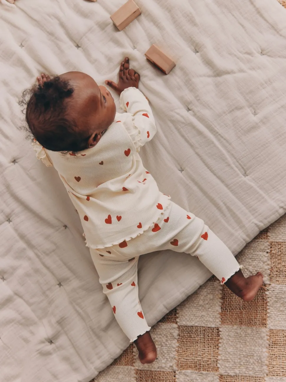 Ecru Hearts Baby Top and Leggings 2 Piece Set (0mths-2yrs)