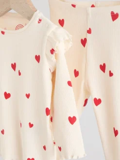 Ecru Hearts Baby Top and Leggings 2 Piece Set (0mths-2yrs)