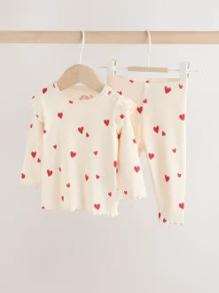 Ecru Hearts Baby Top and Leggings 2 Piece Set (0mths-2yrs)