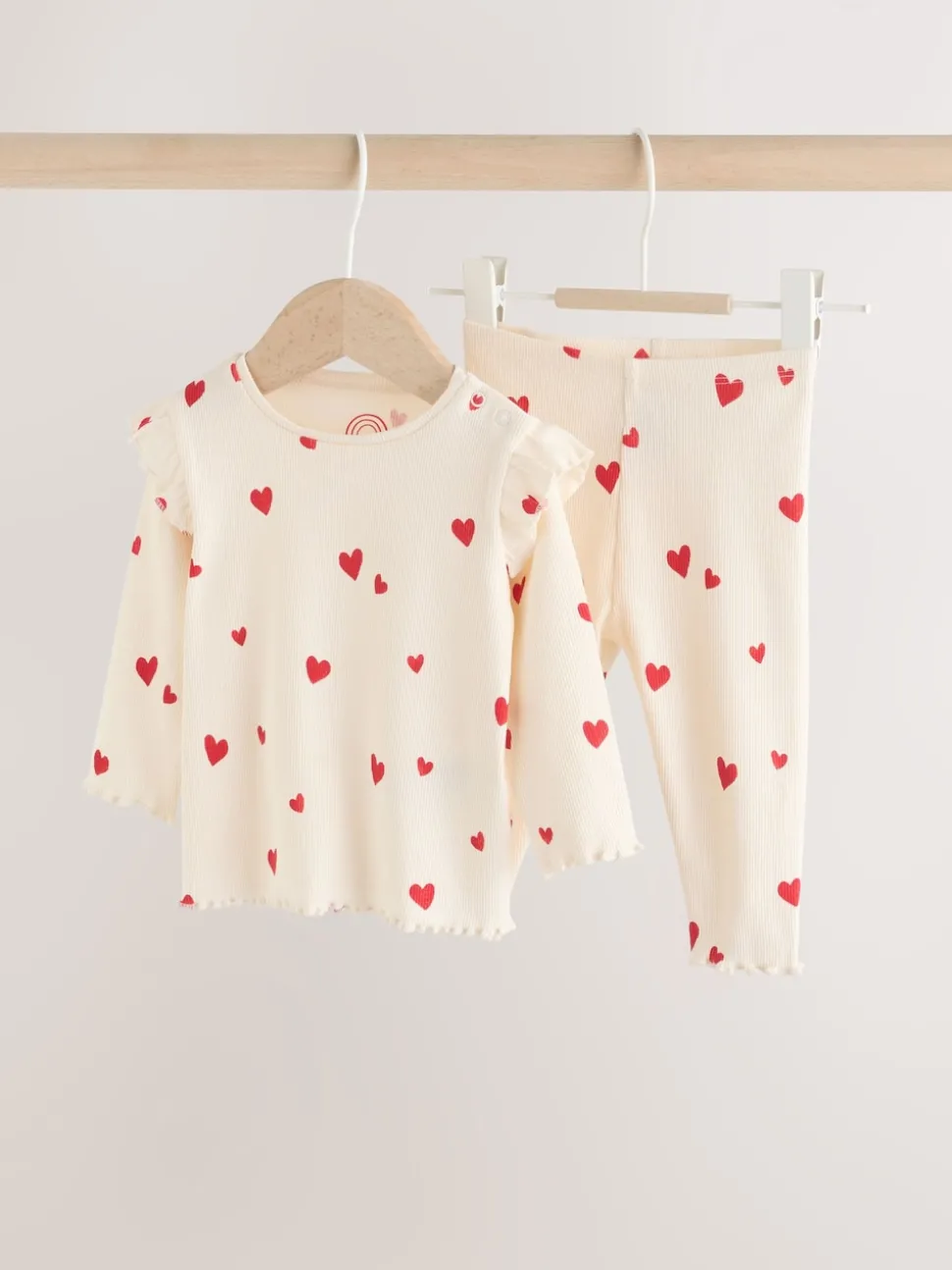Ecru Hearts Baby Top and Leggings 2 Piece Set (0mths-2yrs)
