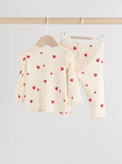 Ecru Hearts Baby Top and Leggings 2 Piece Set (0mths-2yrs)