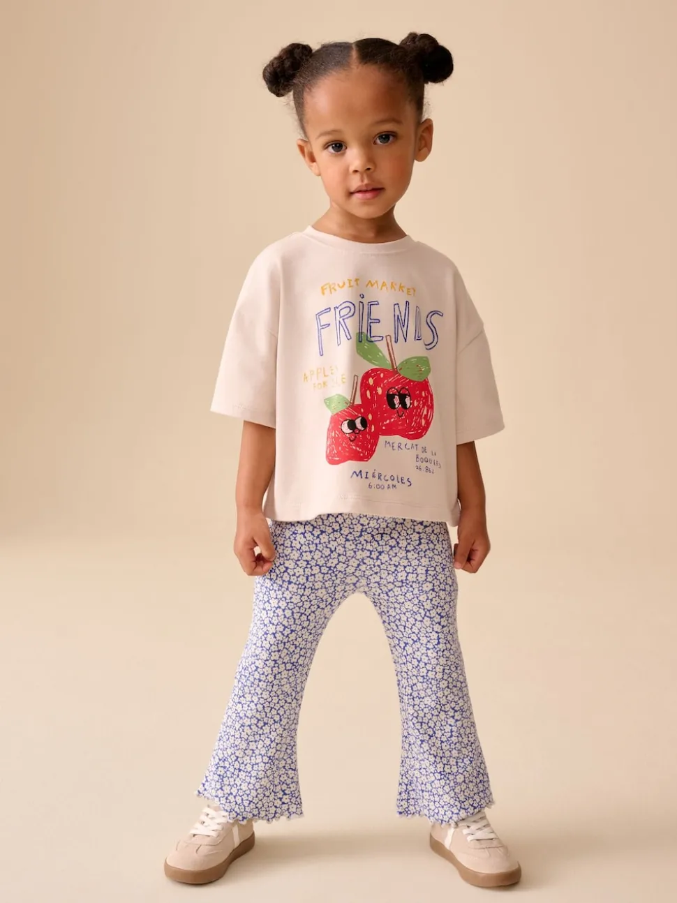 Ecru White Apple Character Short Sleeve Top and Leggings Set (3mths-7yrs)
