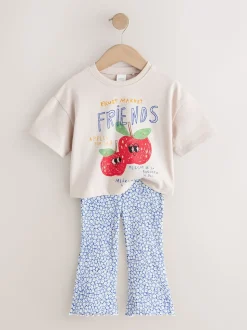 Ecru White Apple Character Short Sleeve Top and Leggings Set (3mths-7yrs)
