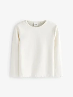 Ecru White Cotton Rich Long Sleeve Rib T-Shirt (3mths-7yrs)