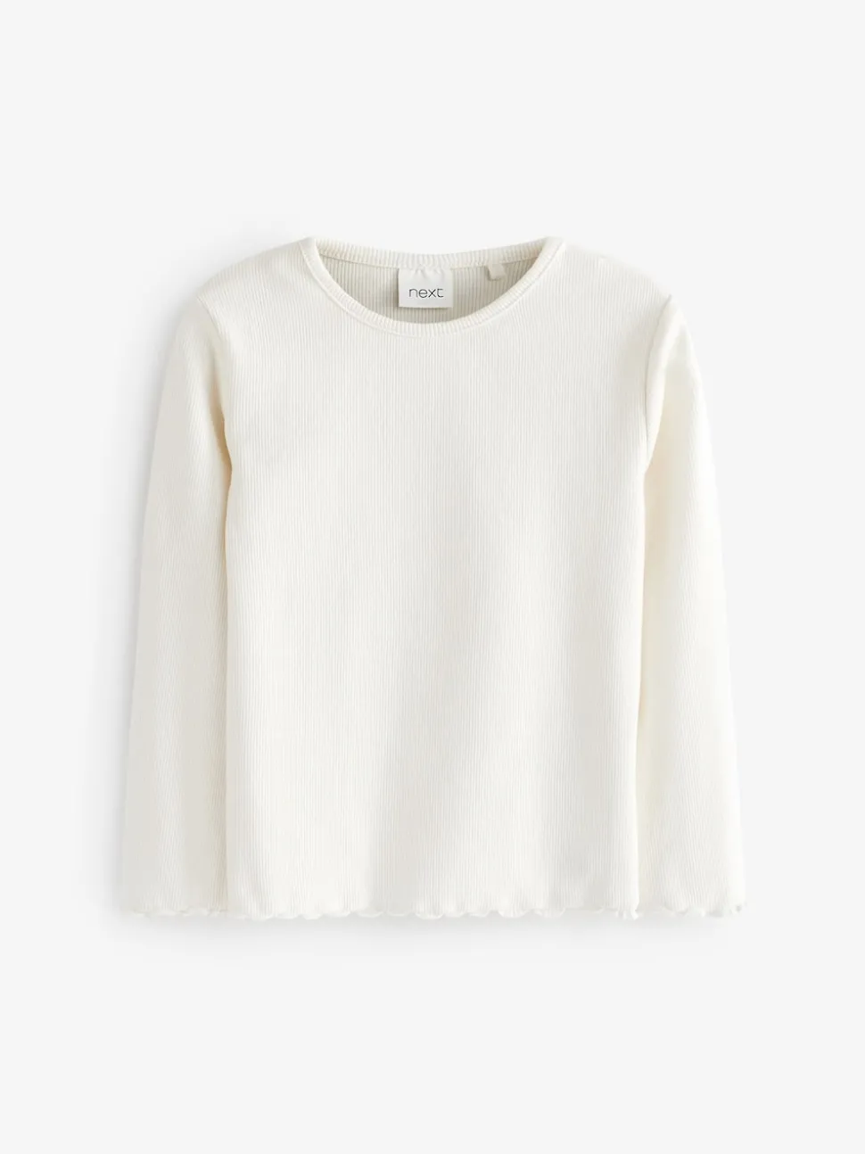 Ecru White Cotton Rich Long Sleeve Rib T-Shirt (3mths-7yrs)