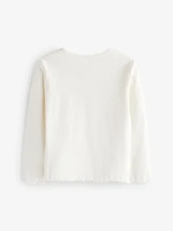 Ecru White Cotton Rich Long Sleeve Rib T-Shirt (3mths-7yrs)