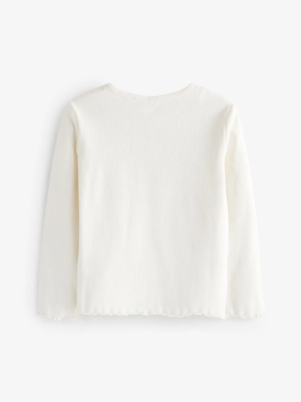 Ecru White Cotton Rich Long Sleeve Rib T-Shirt (3mths-7yrs)