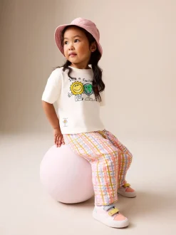 Ecru White Smiley Short Sleeve Top and Barrel Trousers Set (3mths-7yrs)