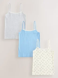 Ecru Bear Strappy Printed Cami Vests 3 Pack (1.5-16yrs)