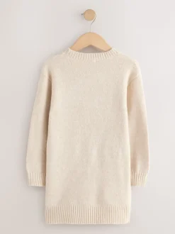 Ecru Bow Embellished Knit Jumper Dress (3-16yrs)