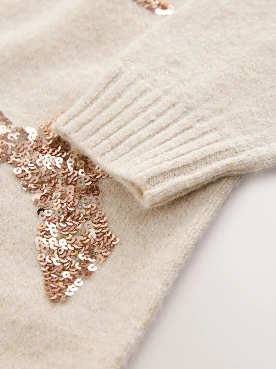 Ecru Bow Embellished Knit Jumper Dress (3-16yrs)
