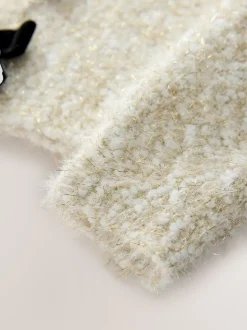 Ecru Bow V-Neck Jumper (3-16yrs)