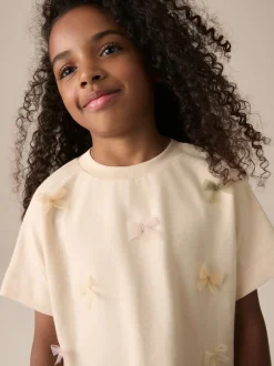 Ecru Boxy Bows T-Shirt (3-16yrs)