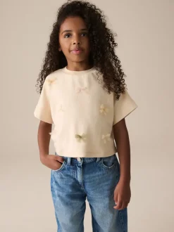 Ecru Boxy Bows T-Shirt (3-16yrs)