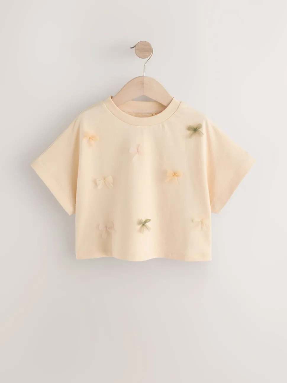 Ecru Boxy Bows T-Shirt (3-16yrs)