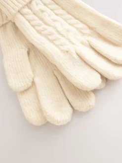 Ecru Cable Beanie Scarf and Gloves Set (3-16yrs)