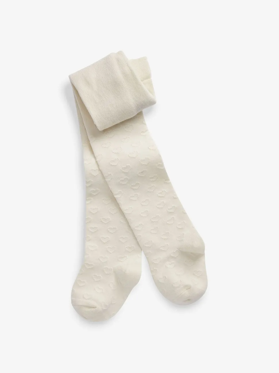 Ecru Cream Cotton Rich Textured Heart Tights