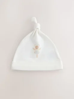Ecru Fairy Mouse 3 Pack Tie Top Baby Beanies (0mths-2yrs)