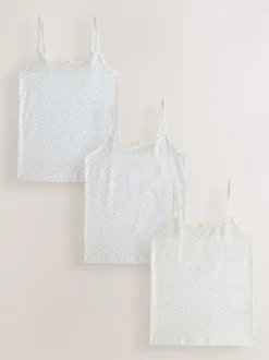 Ecru Floral Strappy Printed Cami Vests 3 Pack (1.5-16yrs)
