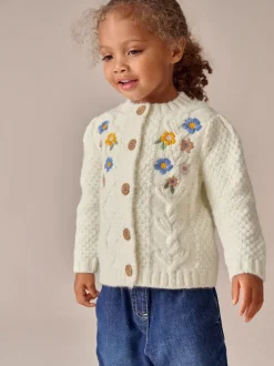 Ecru Flower Embroidered Cardigan (3mths-10yrs)