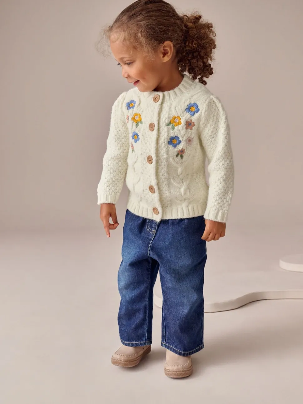 Ecru Flower Embroidered Cardigan (3mths-10yrs)