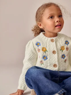 Ecru Flower Embroidered Cardigan (3mths-10yrs)