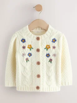 Ecru Flower Embroidered Cardigan (3mths-10yrs)