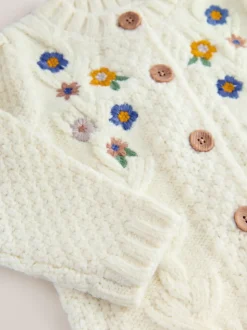 Ecru Flower Embroidered Cardigan (3mths-10yrs)