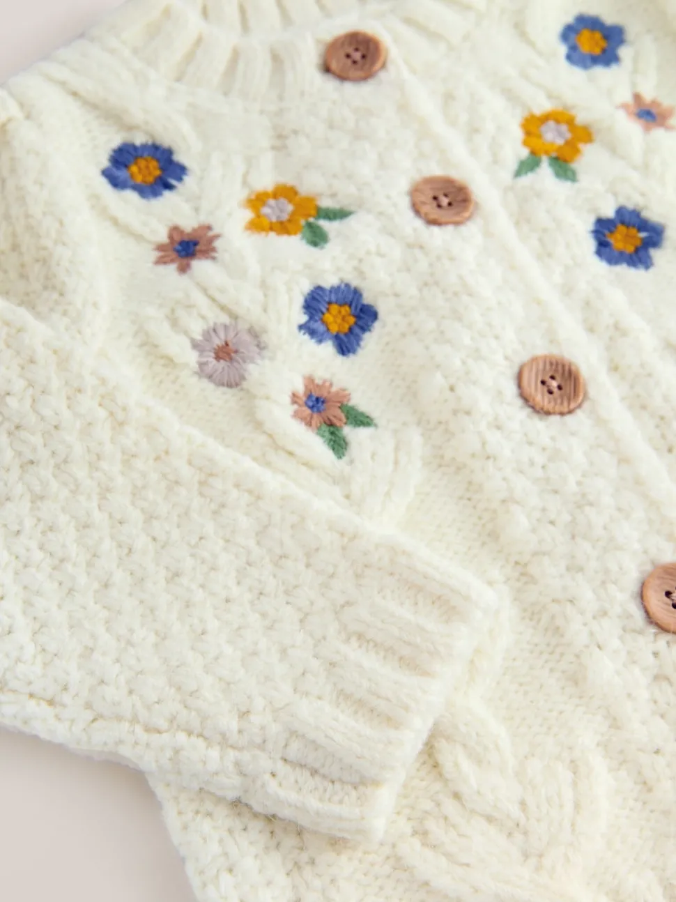 Ecru Flower Embroidered Cardigan (3mths-10yrs)