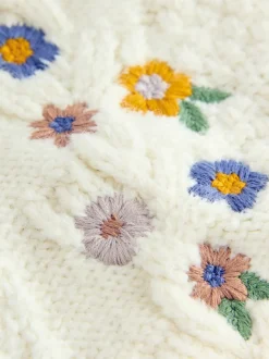 Ecru Flower Embroidered Cardigan (3mths-10yrs)