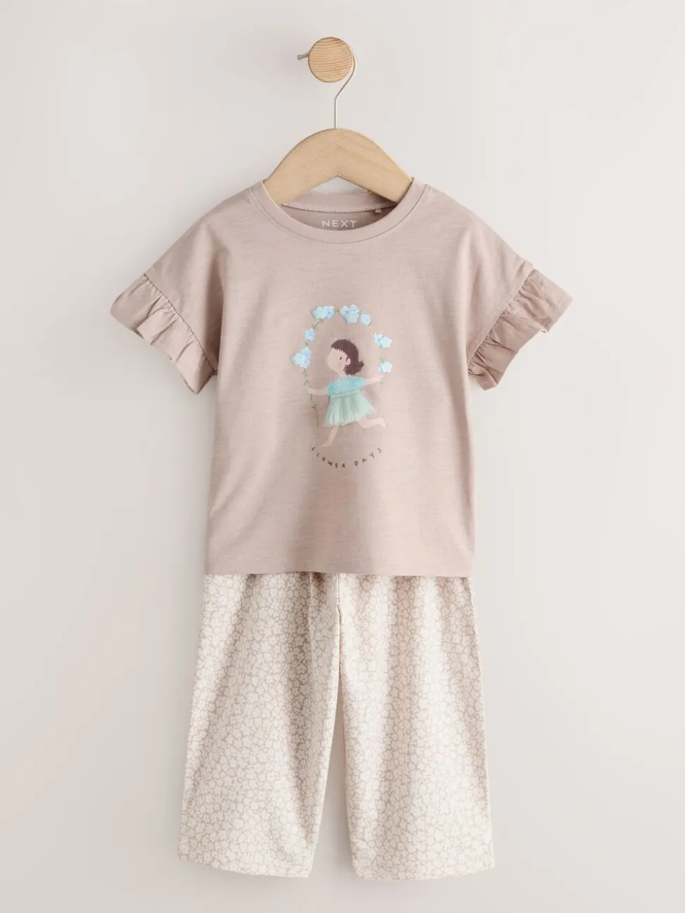 Ecru Flower Girl Short Sleeve Top and Barrel Trousers Set (3mths-7yrs)