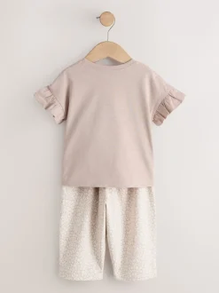 Ecru Flower Girl Short Sleeve Top and Barrel Trousers Set (3mths-7yrs)