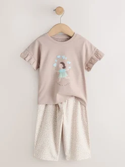 Ecru Flower Girl Short Sleeve Top and Barrel Trousers Set (3mths-7yrs)