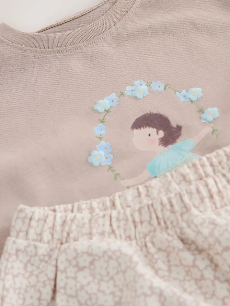 Ecru Flower Girl Short Sleeve Top and Barrel Trousers Set (3mths-7yrs)