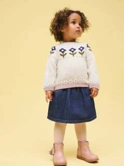 Ecru Flower Knitted Jumper (3mths-7yrs)