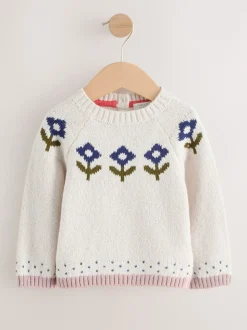Ecru Flower Knitted Jumper (3mths-7yrs)