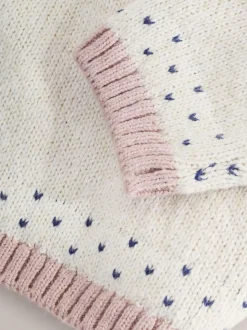 Ecru Flower Knitted Jumper (3mths-7yrs)