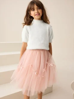 Ecru Fluffy Short Sleeve Top (3-16yrs)