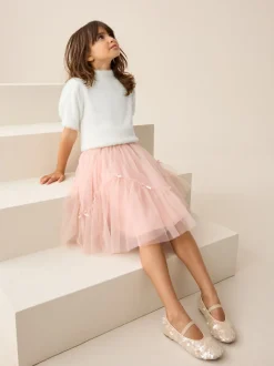 Ecru Fluffy Short Sleeve Top (3-16yrs)