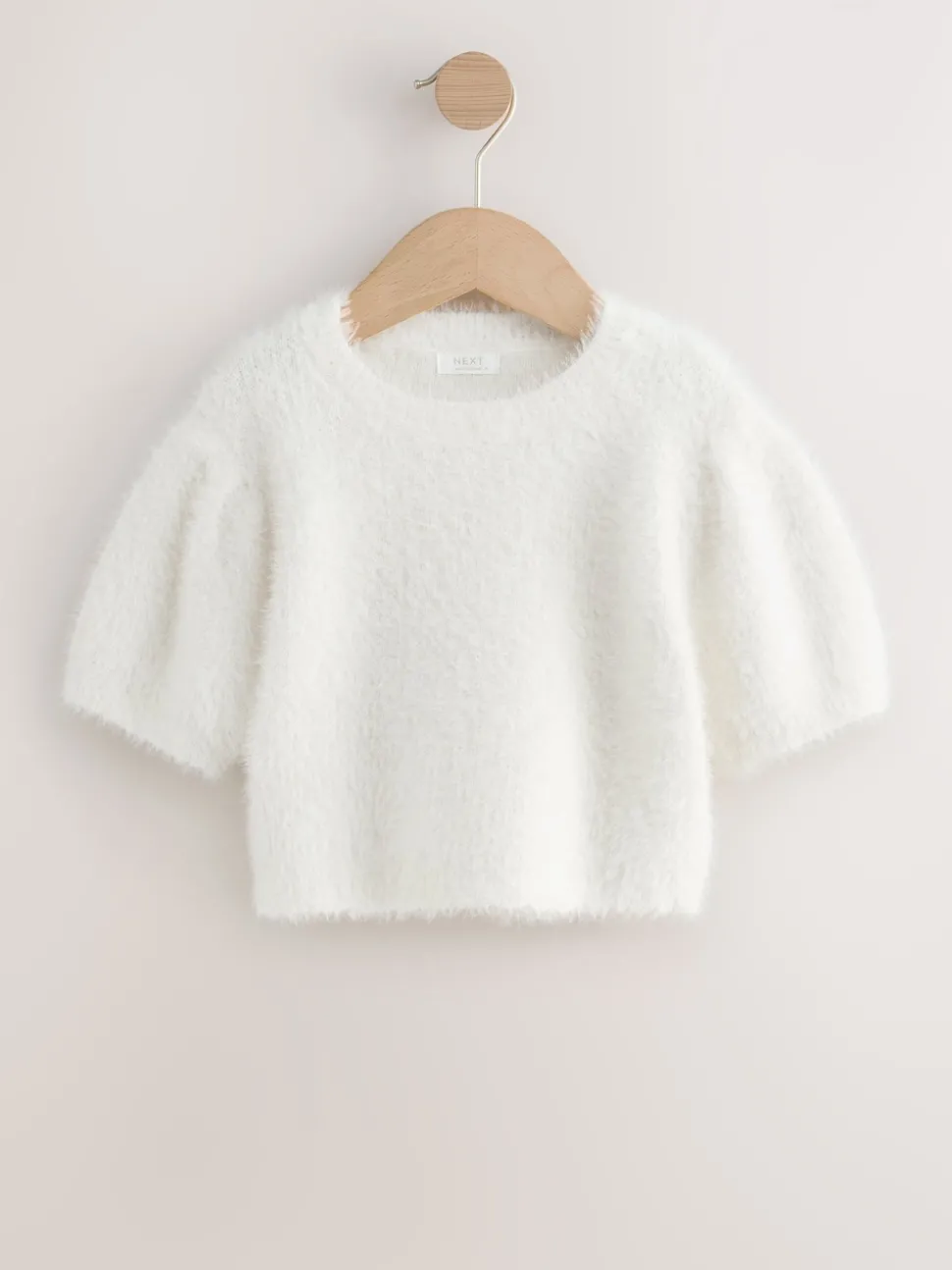 Ecru Fluffy Short Sleeve Top (3-16yrs)