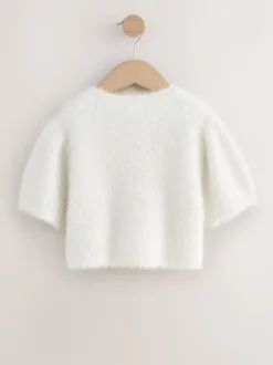 Ecru Fluffy Short Sleeve Top (3-16yrs)