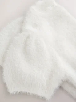 Ecru Fluffy Short Sleeve Top (3-16yrs)