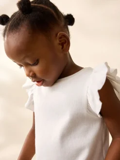 Ecru Frill Shoulder Ribbed Vest (3mths-7yrs)