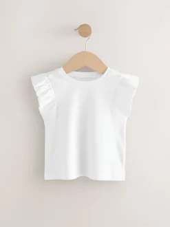 Ecru Frill Shoulder Ribbed Vest (3mths-7yrs)