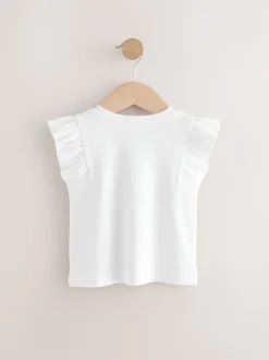 Ecru Frill Shoulder Ribbed Vest (3mths-7yrs)