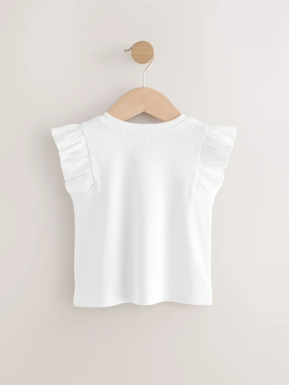 Ecru Frill Shoulder Ribbed Vest (3mths-7yrs)