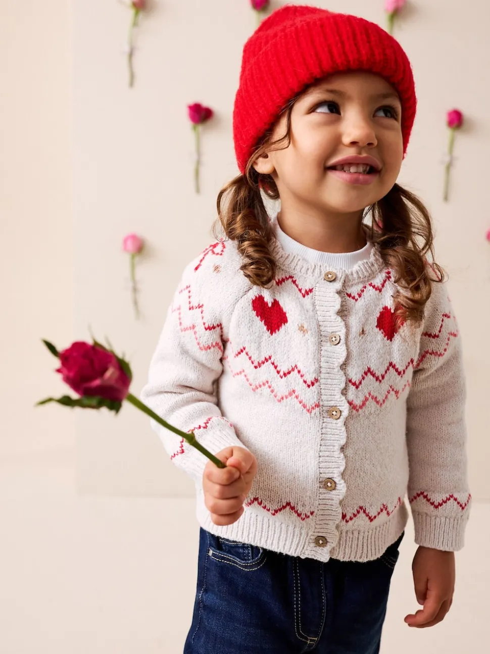 Ecru Heart Yoke Cardigan (3mths-7yrs)