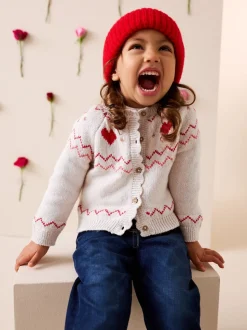 Ecru Heart Yoke Cardigan (3mths-7yrs)